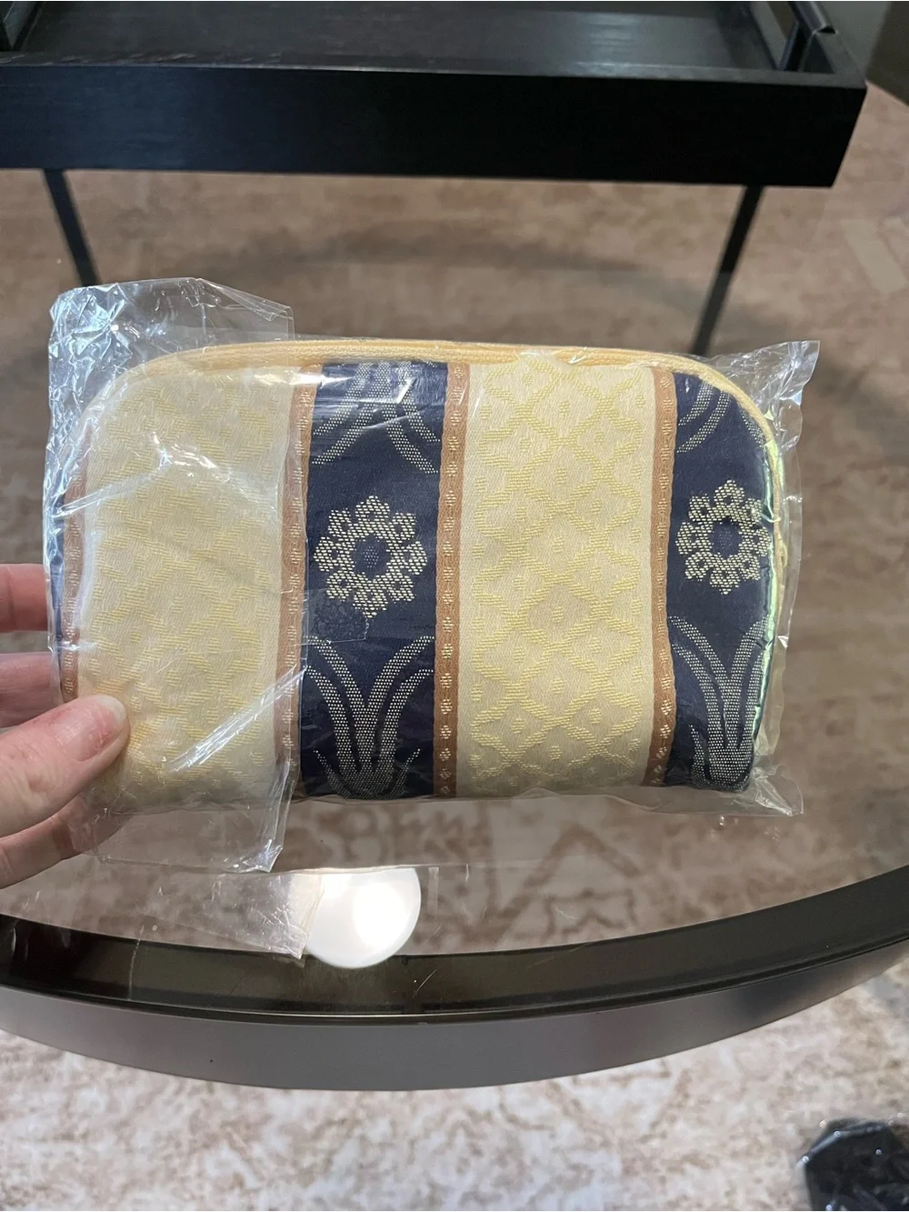 Cosme Yellow and Navy Decorative Pouch